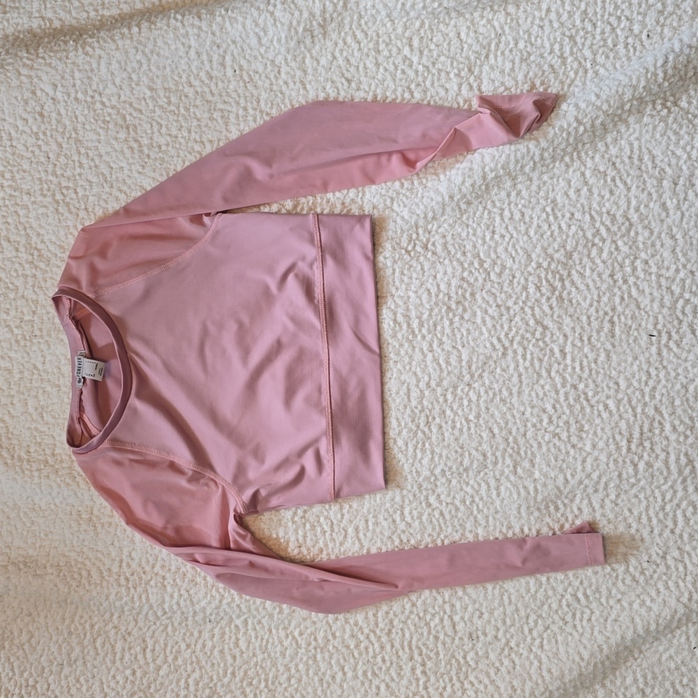 Pink forever 21 workout top with mesh sleeves